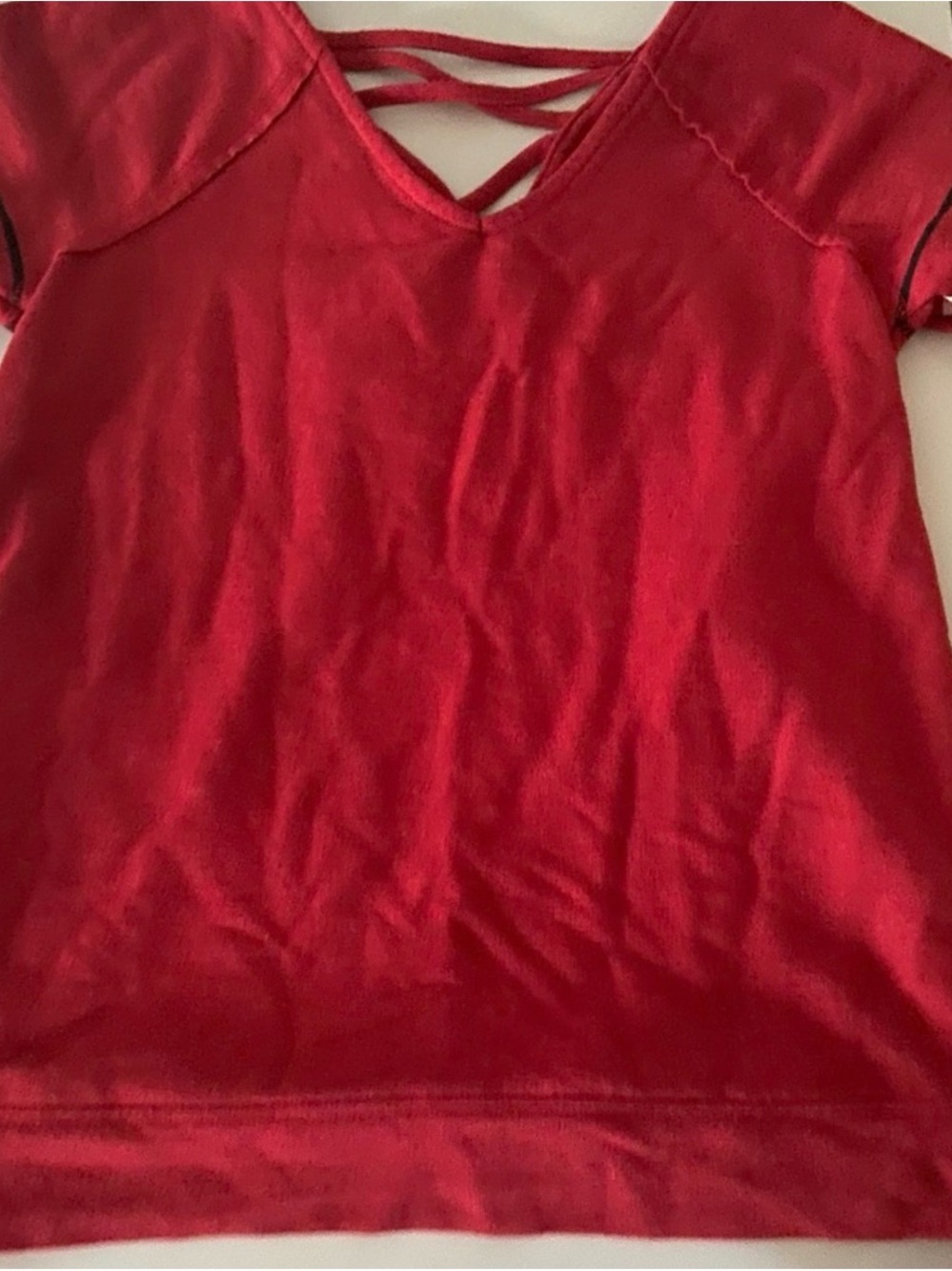 Red Short-Sleeve Crisscross Back Top